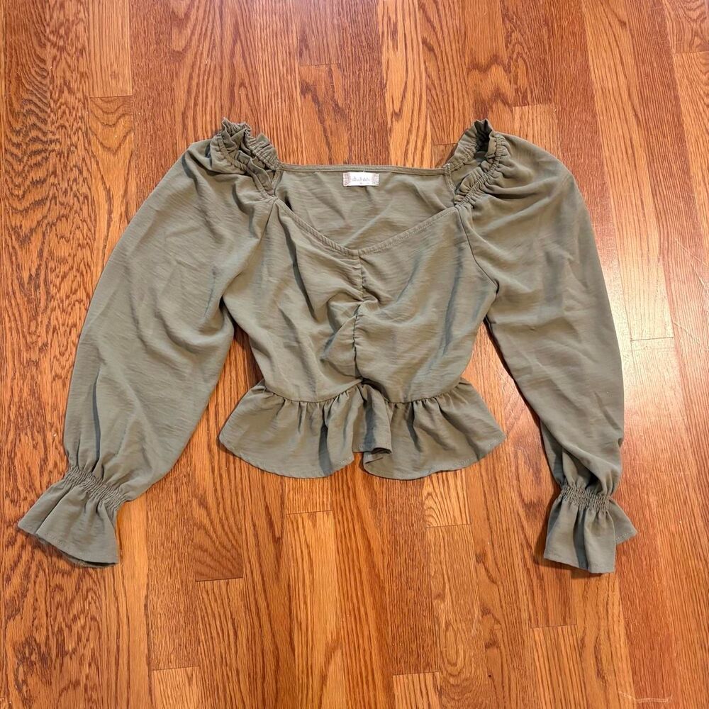 Peplum Altar'd State Milkmaid Women's M Boho Green cottagecore Blouse